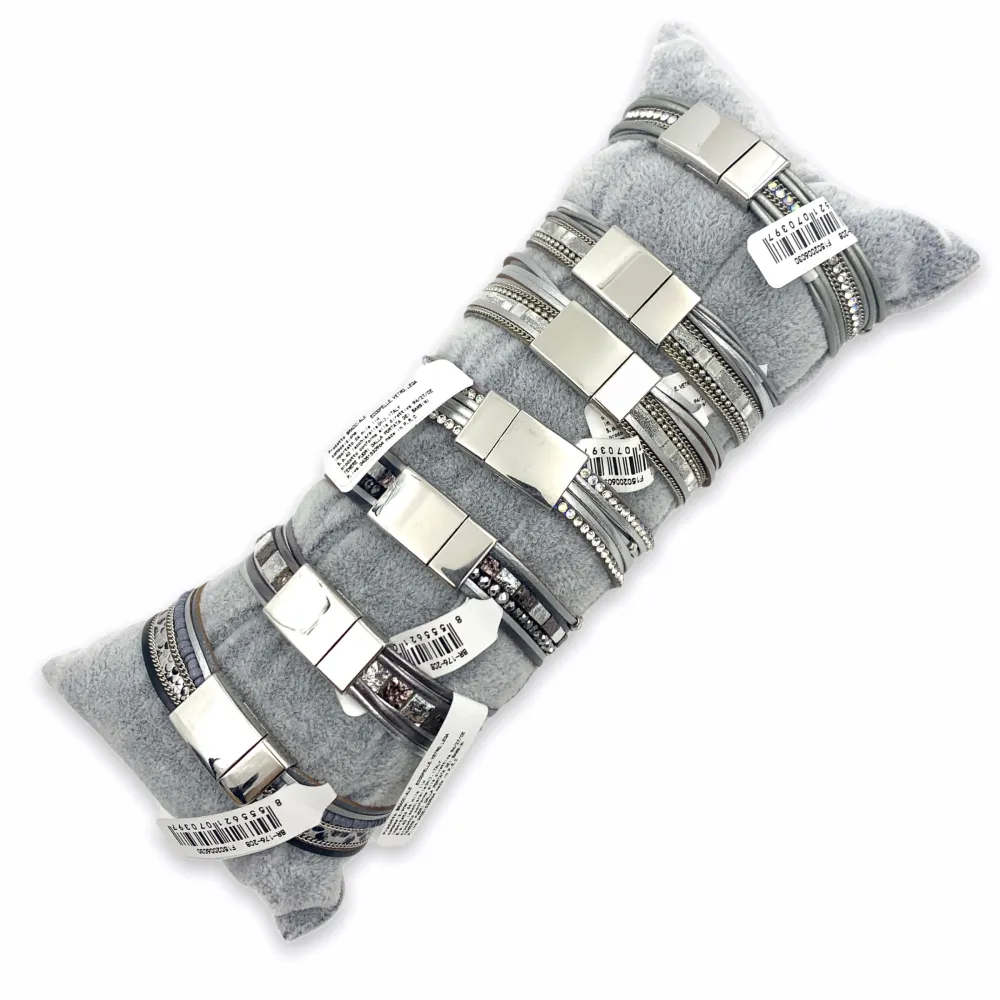 12Pz Bracciali +Cuscino in Omaggio - BPM176-211-Multifili in Cuoio-7 Pz Bracciali