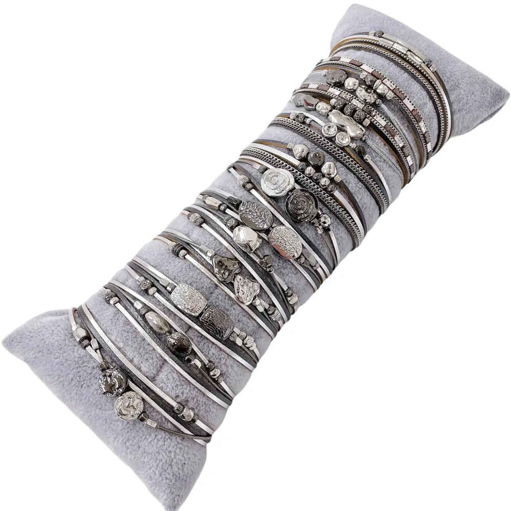 12Pz Bracciali +Cuscino in Omaggio - BPM176-230-Multifili con Charmes-12 Pz Bracciali