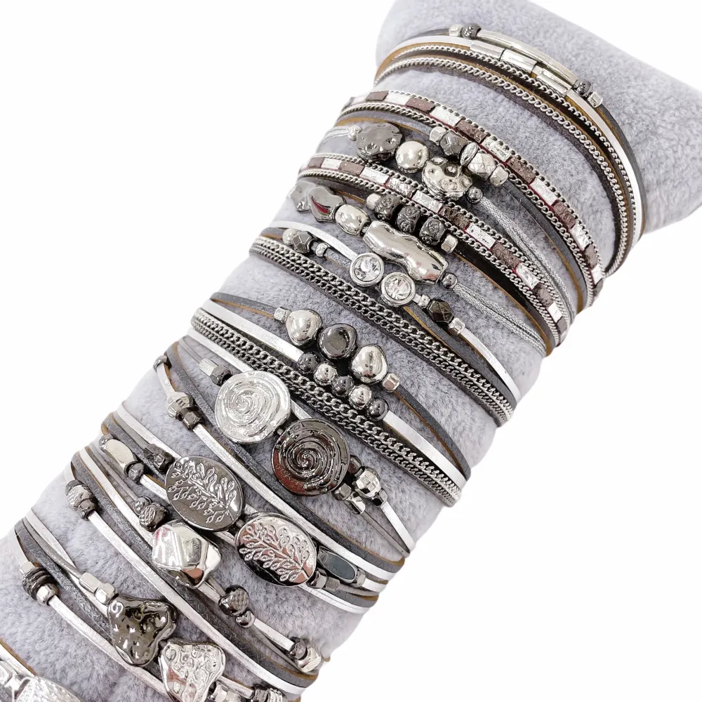 12Pz Bracciali +Cuscino in Omaggio - BPM176-230-Multifili con Charmes-12 Pz Bracciali