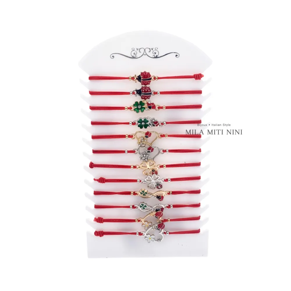 Rosso Fortuna Coccinella -12 Pz Bracciali Elastici - BPM-191-112