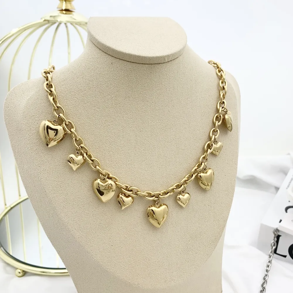 Catena Con cuore  -Collana Corta in Acciaio - CAC-103-3398N