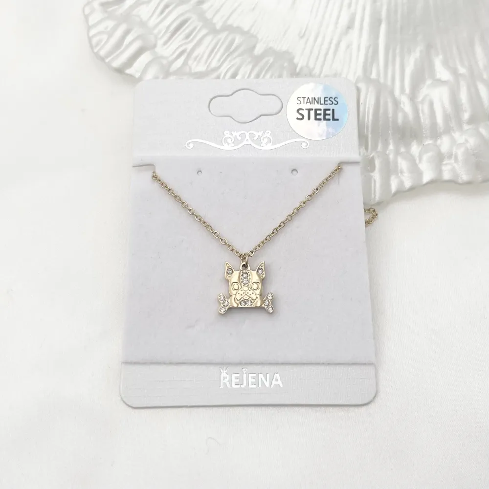 Cane con Osso-Collana Corta in Acciaio - CAC-103-AA1038N