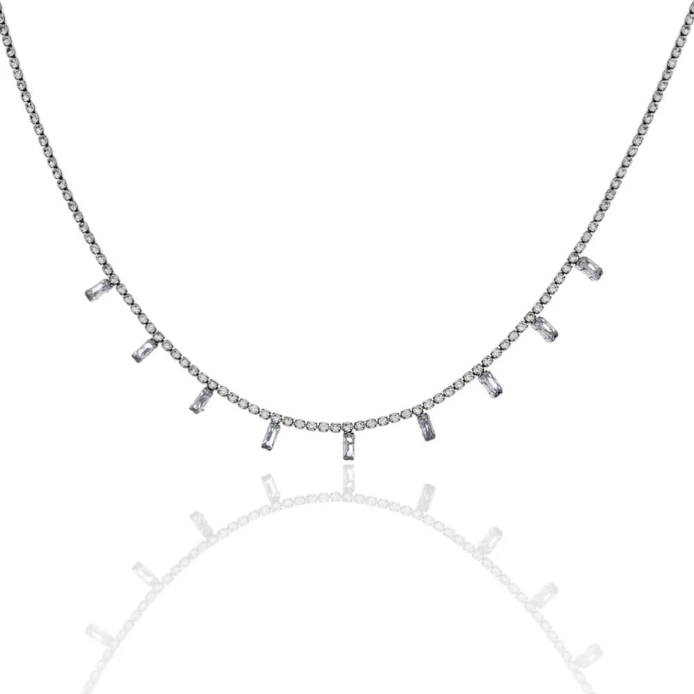 Tennis con Barretta-Collana Corta in Acciaio - CAC-103-AA1664N