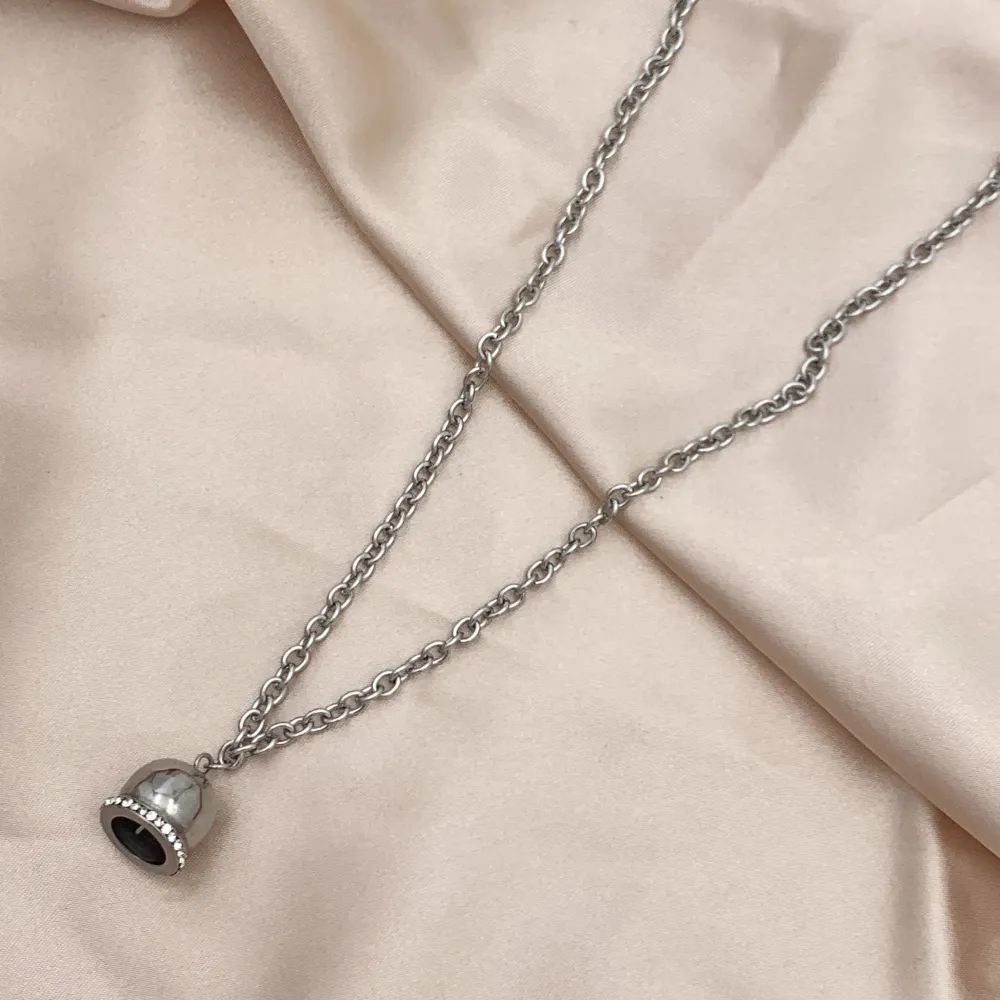 Campanello con Strass-Collana Corta in Acciaio - CAC-103-AA2358N