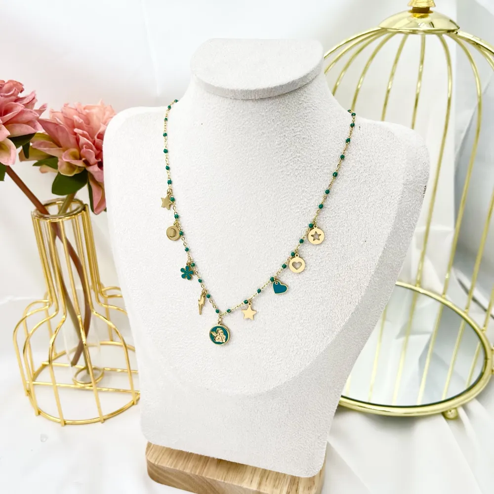 Angelo Smaltato con Stella Fulmine-Collana Corta in Acciaio - CAC-103-AA3187N