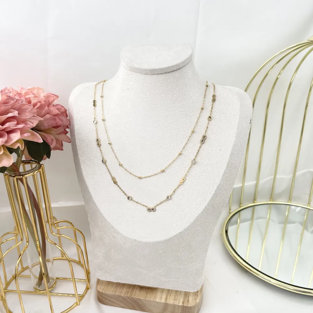 Doppio con infinito-Collana Corta in Acciaio - CAC-103-AA3458N