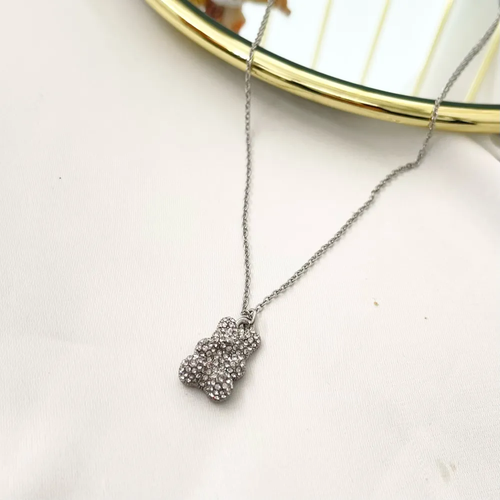 Orsetto con Strass-Collana Girocollo in Acciaio - CAC-103-AA3498N