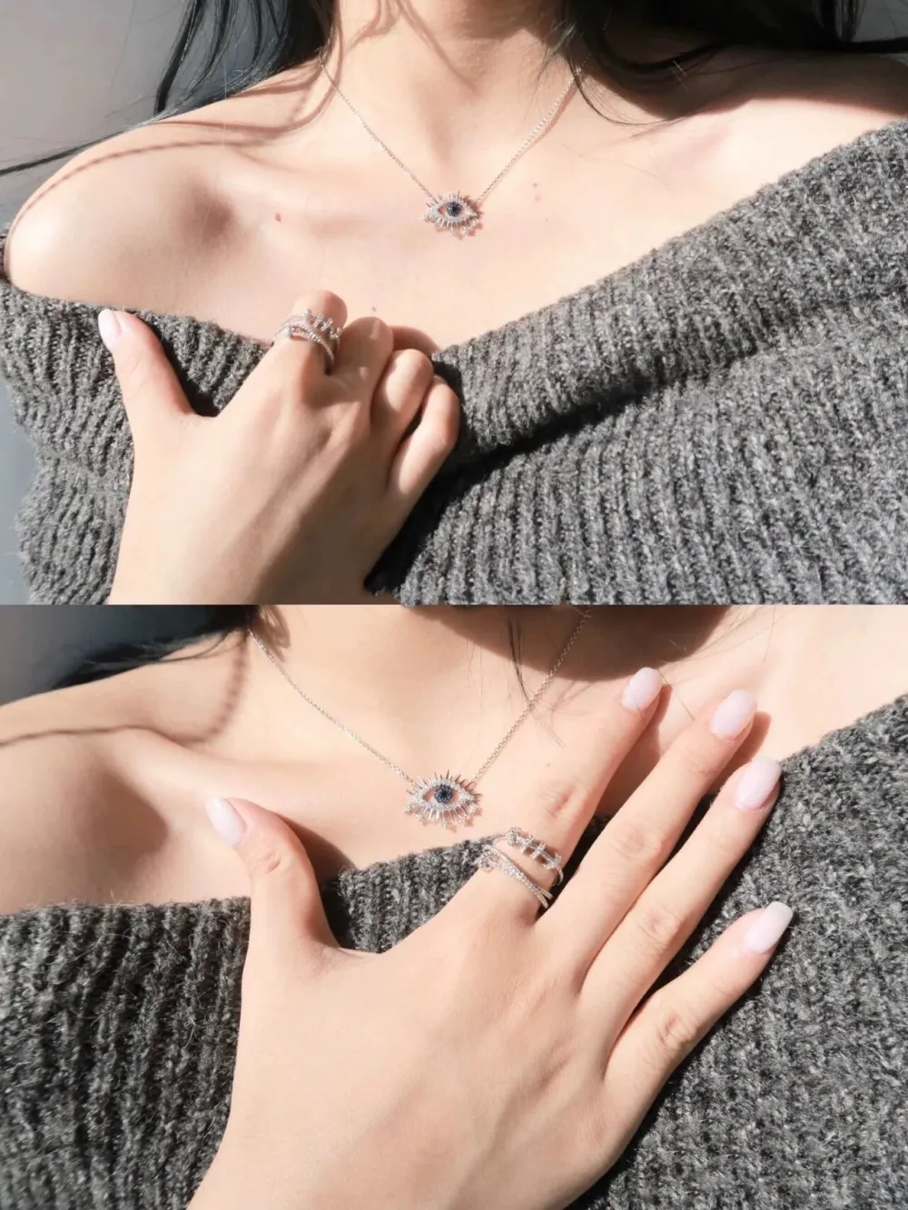 Occhi-Collana Corta in Acciaio - CAC-103-AA3980N