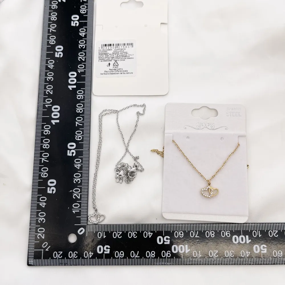 Doppio Cuore con Zirconia-Collana Corta in Acciaio - CAC-103-AA580N