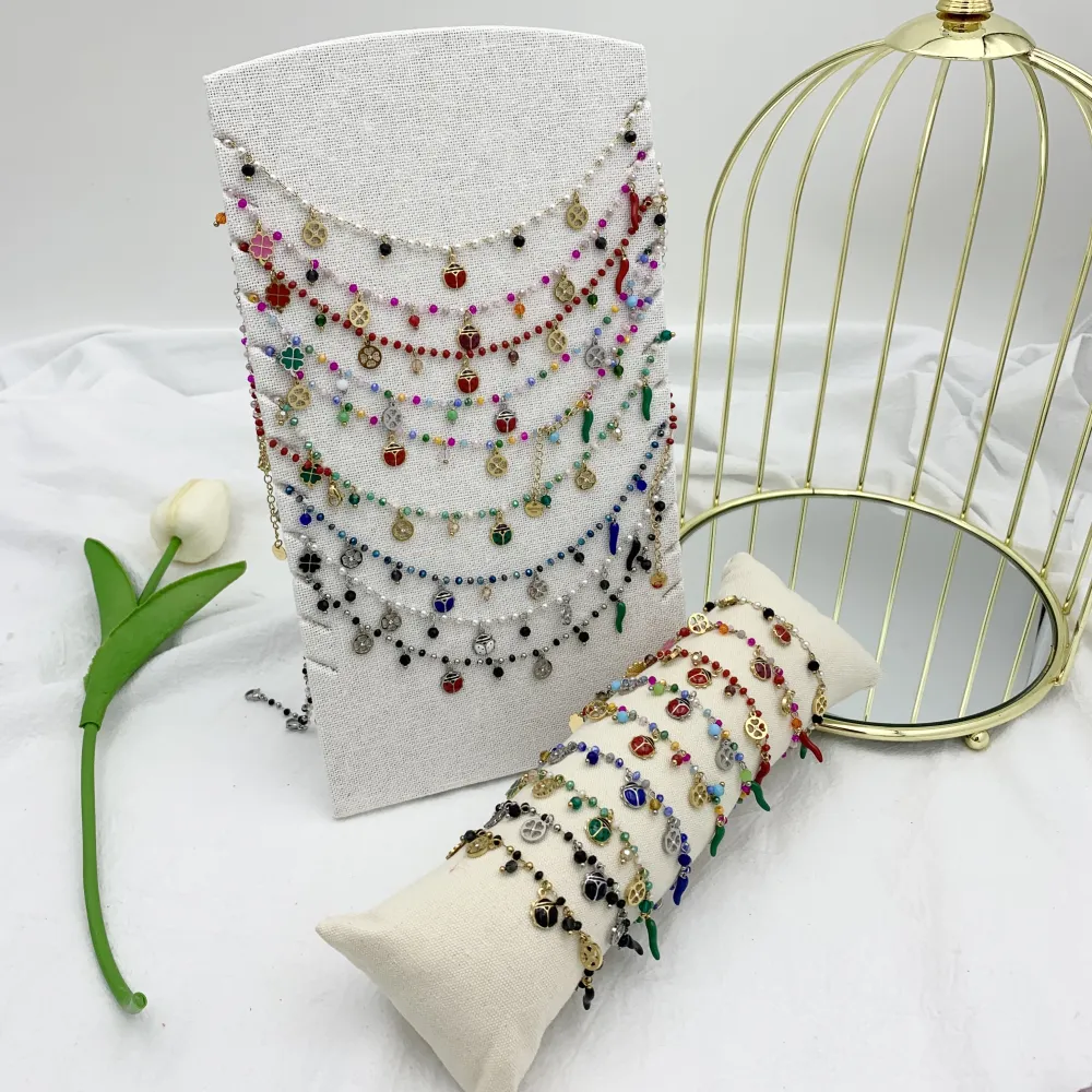 Fortuna Coccinella-Collana Corta in Acciaio e Cristalli - CAC-103-AA618NS