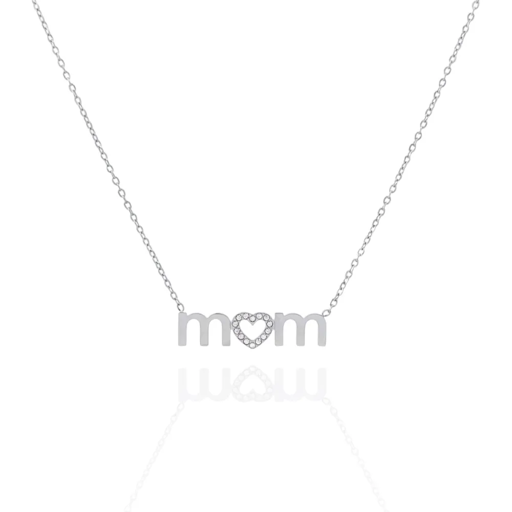 Mom Mamma-Collana Corta in Acciaio e Zirconia - CAC-103-AA953N
