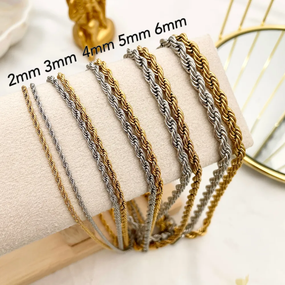 Torchon 4mm-Collana Corta in Acciaio - CAC-413-1584 4mm