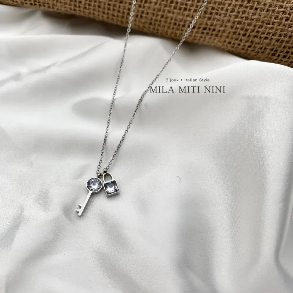 Chiave Lucchetto-Collana Corta in Acciaio - CAC-413-2178