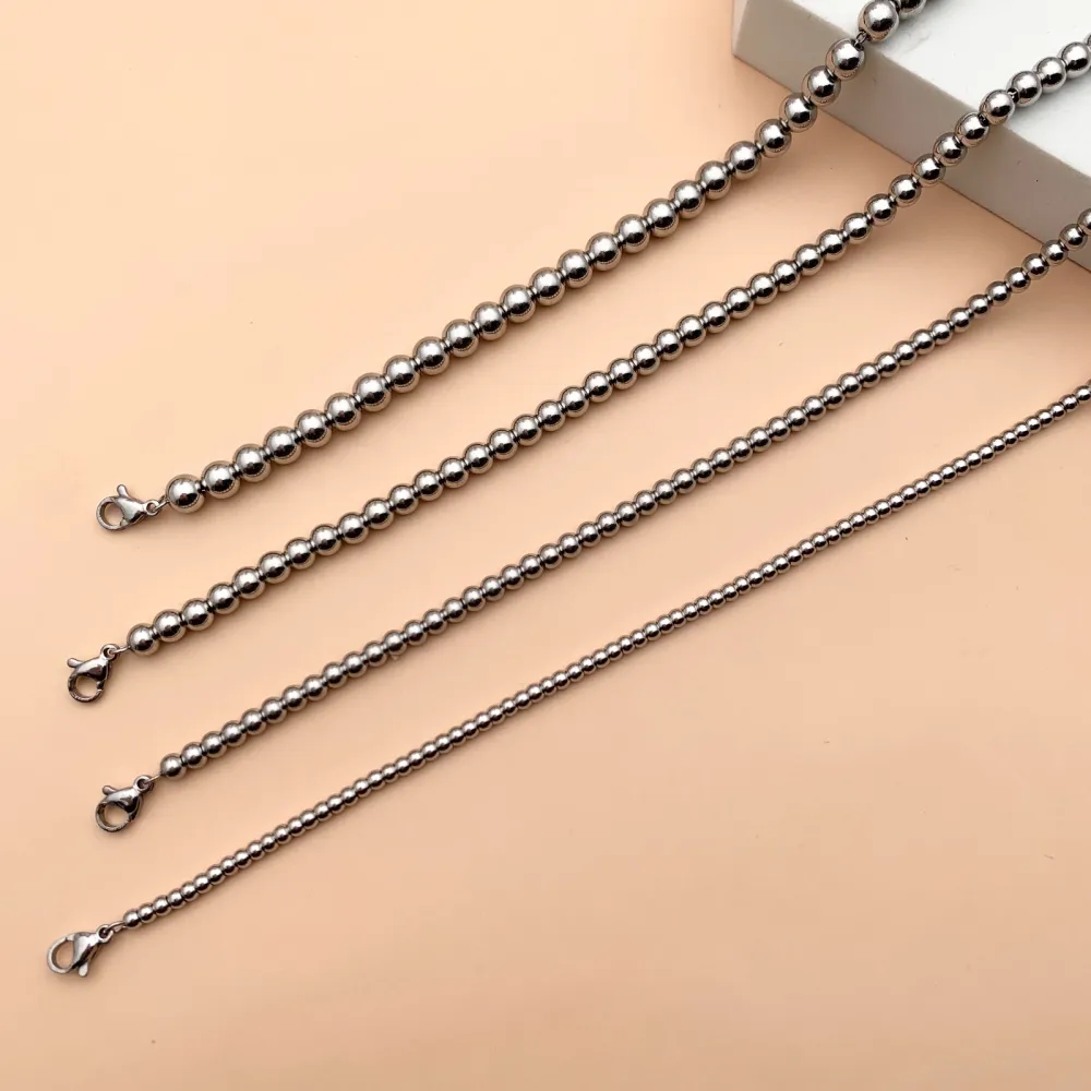 Catena Pallina 3mm-Collana Corta in Acciaio - CAC-413-2179 3mm