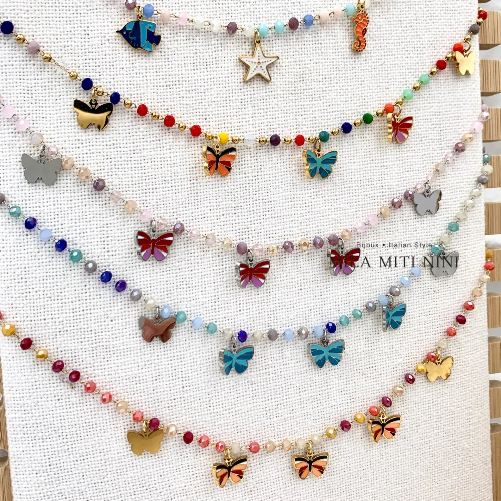 Farfalla Smaltata-Collana Corta in Acciaio - CAC-413-2237