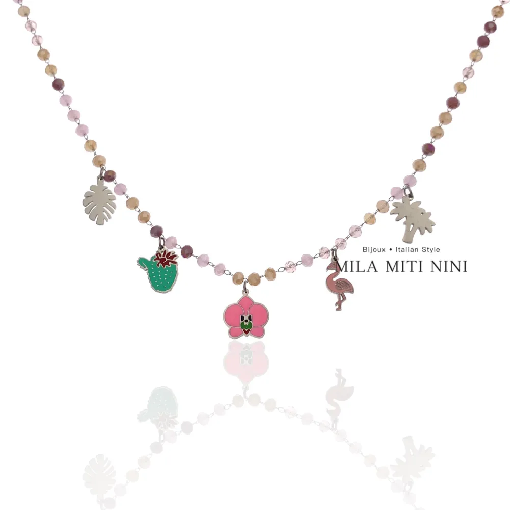 Fenicottero Palma-Collana Corta in Acciaio - CAC-413-2239