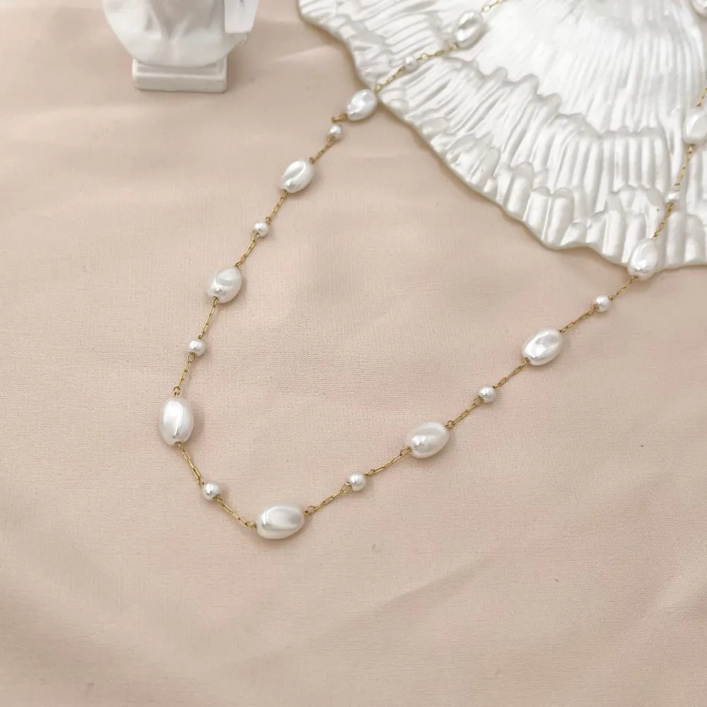 Perla Ovale-Collana Corta in Acciaio - CAC-413-2547