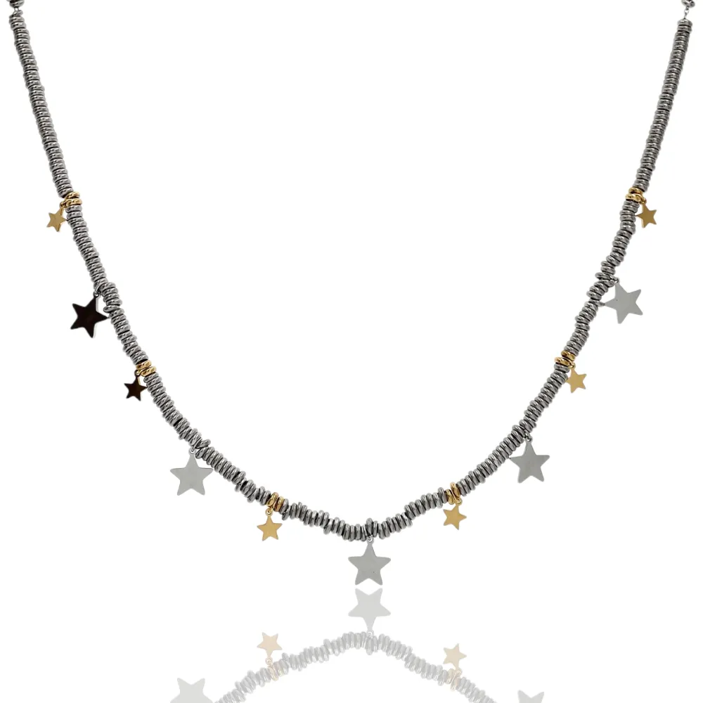 Catena Anellini con Stelle-Collane Corte in Acciaio - CAC-413-2552