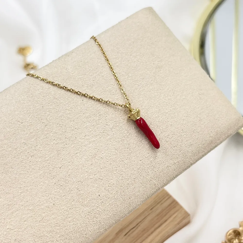 Cornino con Corona-Collana Girocollo in Acciaio - CAC-413-278