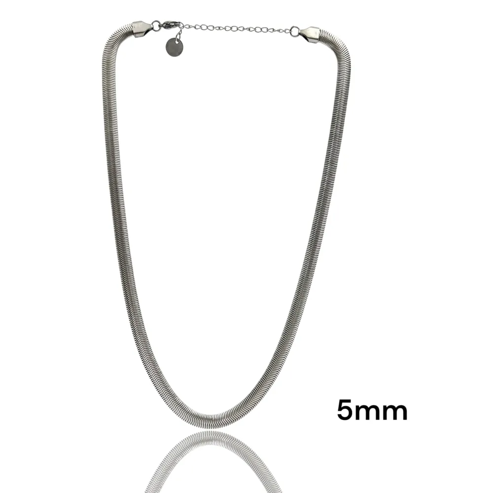 Serpente 5mm-Collana Catena Corta in Acciaio - CAC-413-3519-A