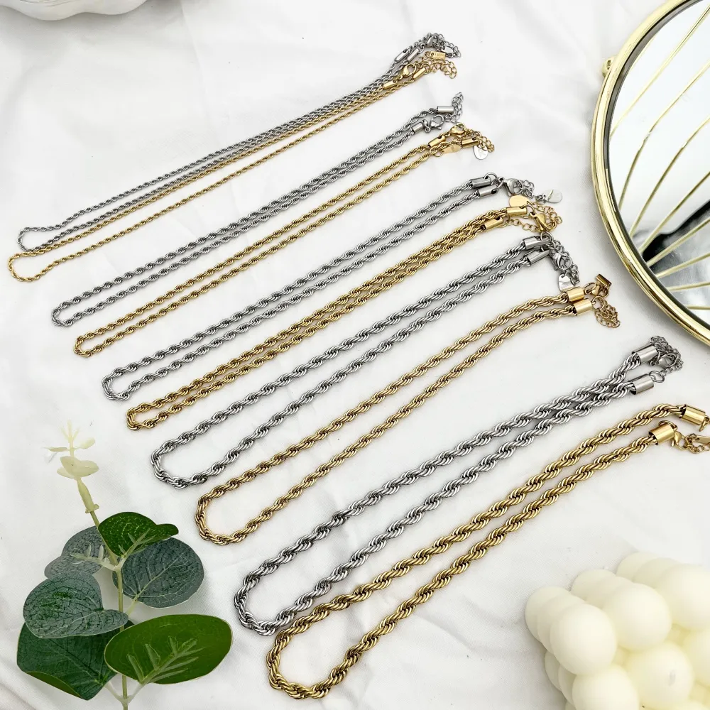 Torchon 5mm-Collana Corta in Acciaio - CAC-413-5mm