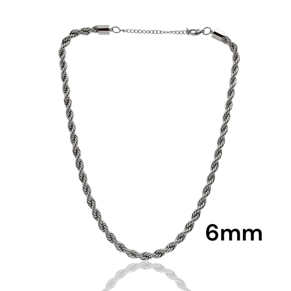 Torchon 6mm-Collana Corta in Acciaio - CAC-413-6mm