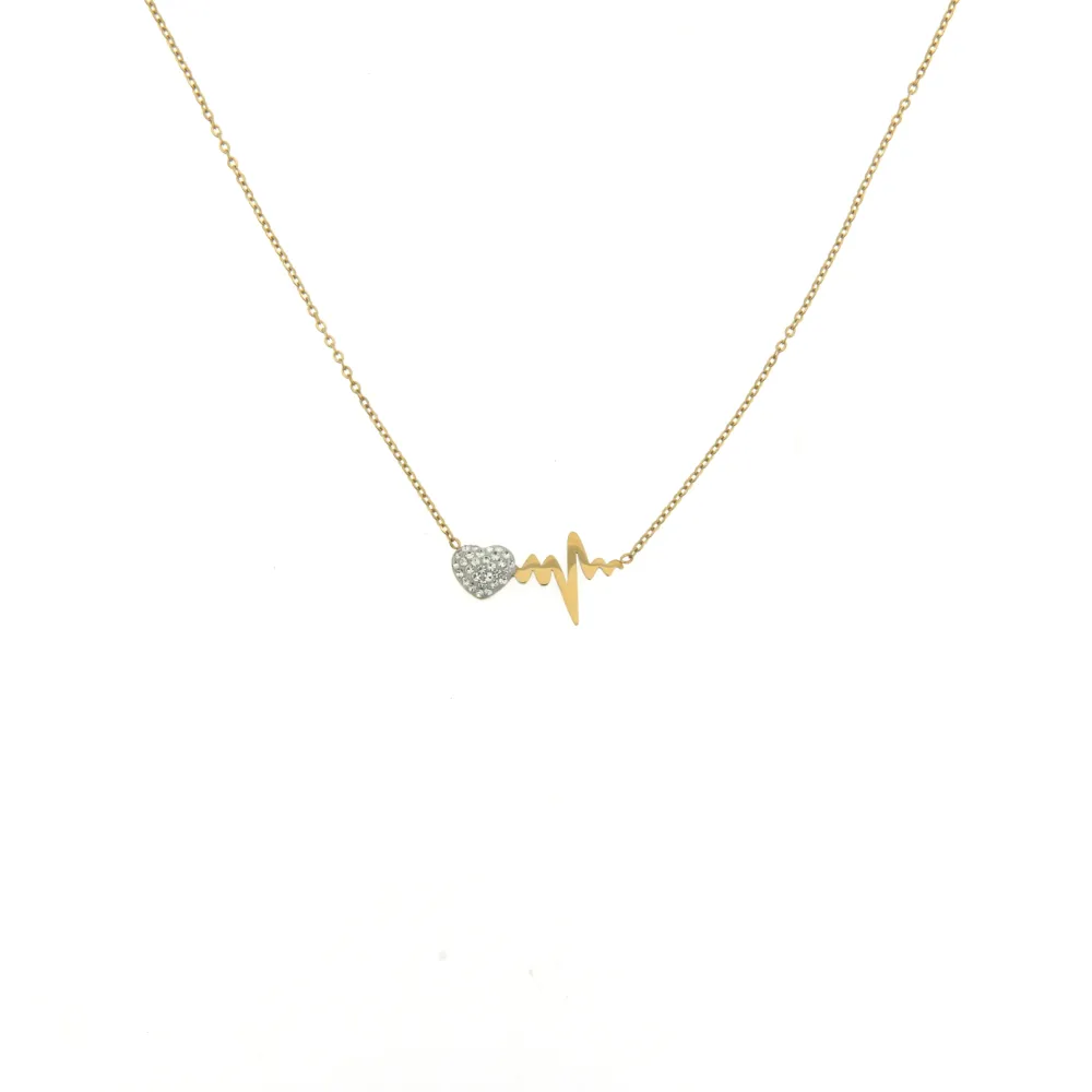 CAS- Cuore Battito 4616 - Collana in Acciaio con Strass - CAC4616- Battito Cuore- Collana in Acciaio con Strass