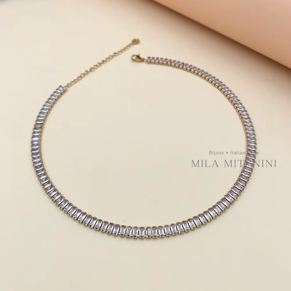 Tennis Rettangolare-Collana Corta in Acciaio - CAC600-B131