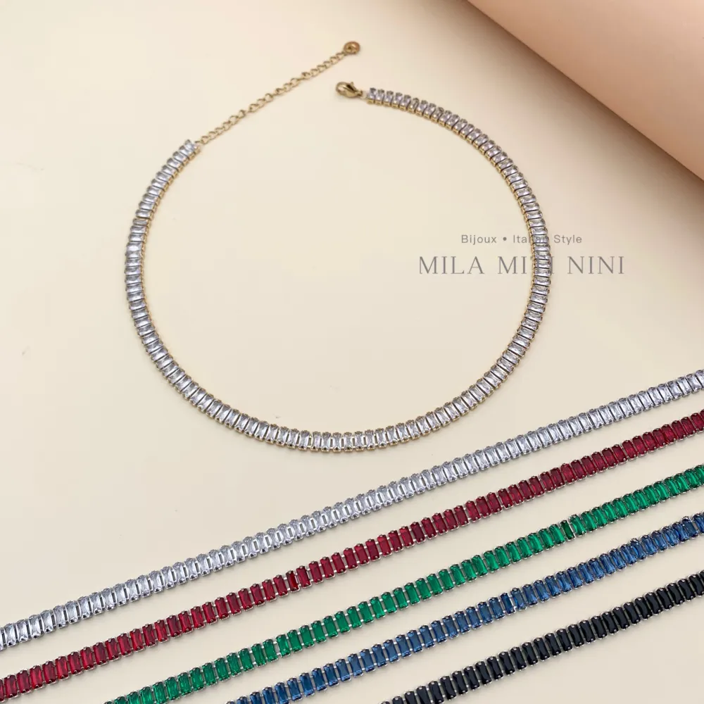 Tennis Rettangolare-Collana Corta in Acciaio - CAC600-B131