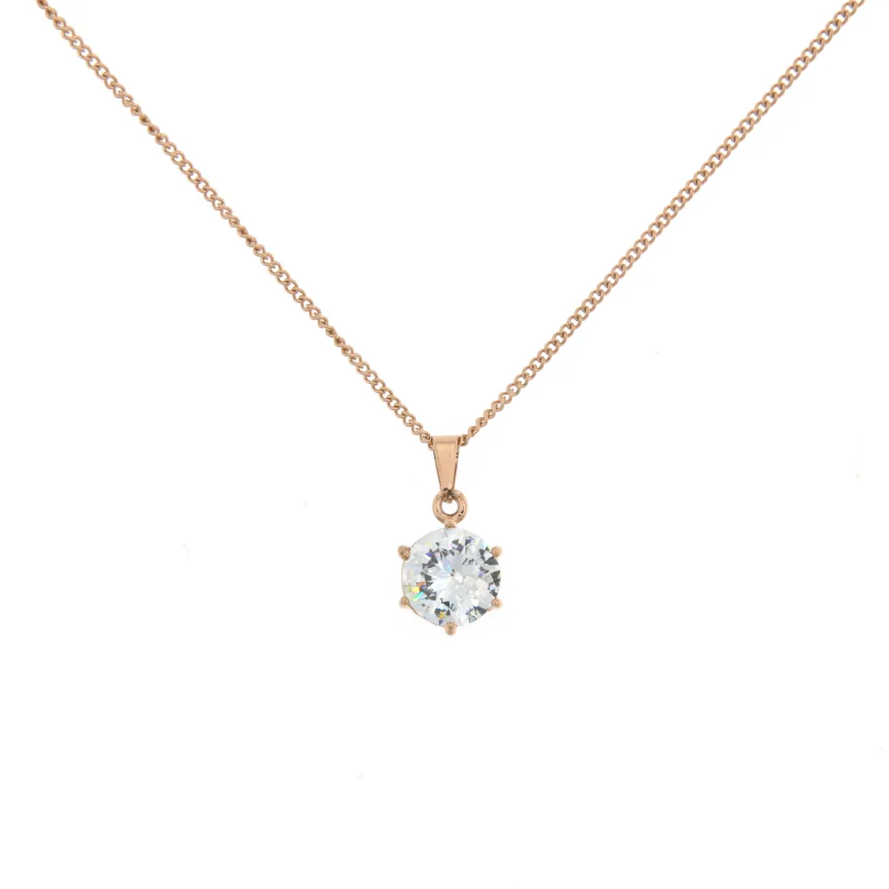 CAC6417-Punto Luce 10mm a 6 griffe- Collana Corta in Acciaio - CAC6417-Punto Luce 10mm a 6 griffe- Collana Corta in Acciaio