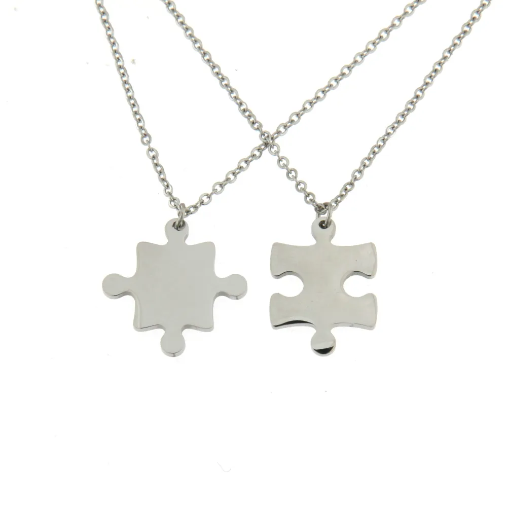 CAC6865-Puzzle Liscio -Collana Coppia Girocollo in Acciaio - CAC6865-Puzzle Liscio -Collana Coppia Girocollo in Acciaio