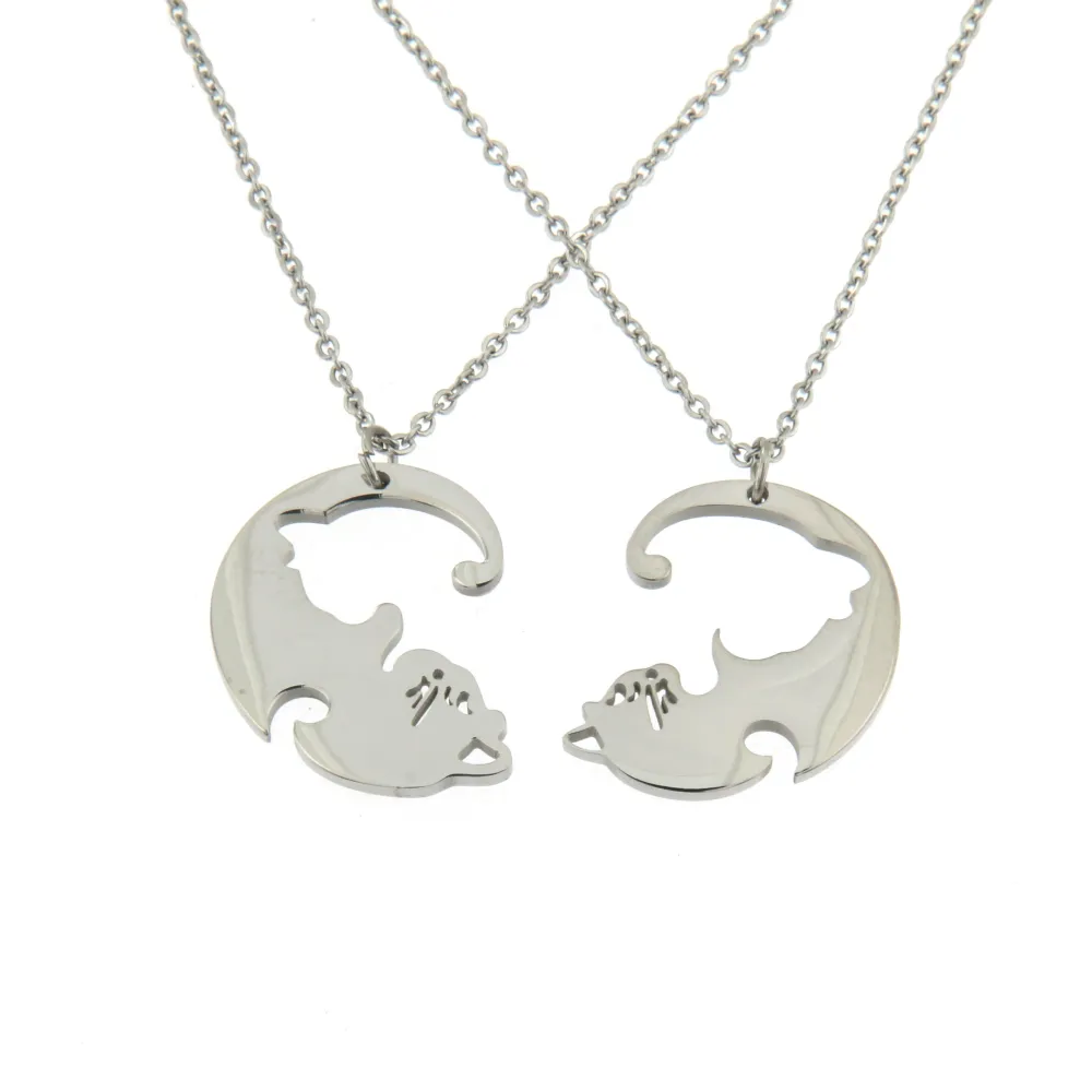 CAC6867-Puzzle Gatto-Collana Coppia Girocollo in Acciaio - CAC6867-Puzzle Gatto-Collana Coppia Girocollo in Acciaio