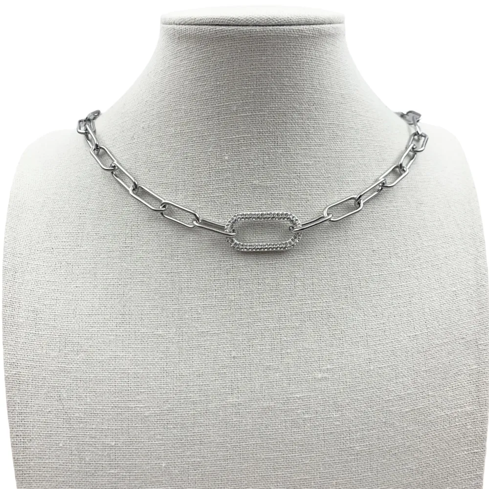 CAC7043-Ovale- Collana Corta in Acciaio - CAC7043-Ovale- Collana Corta in Acciaio