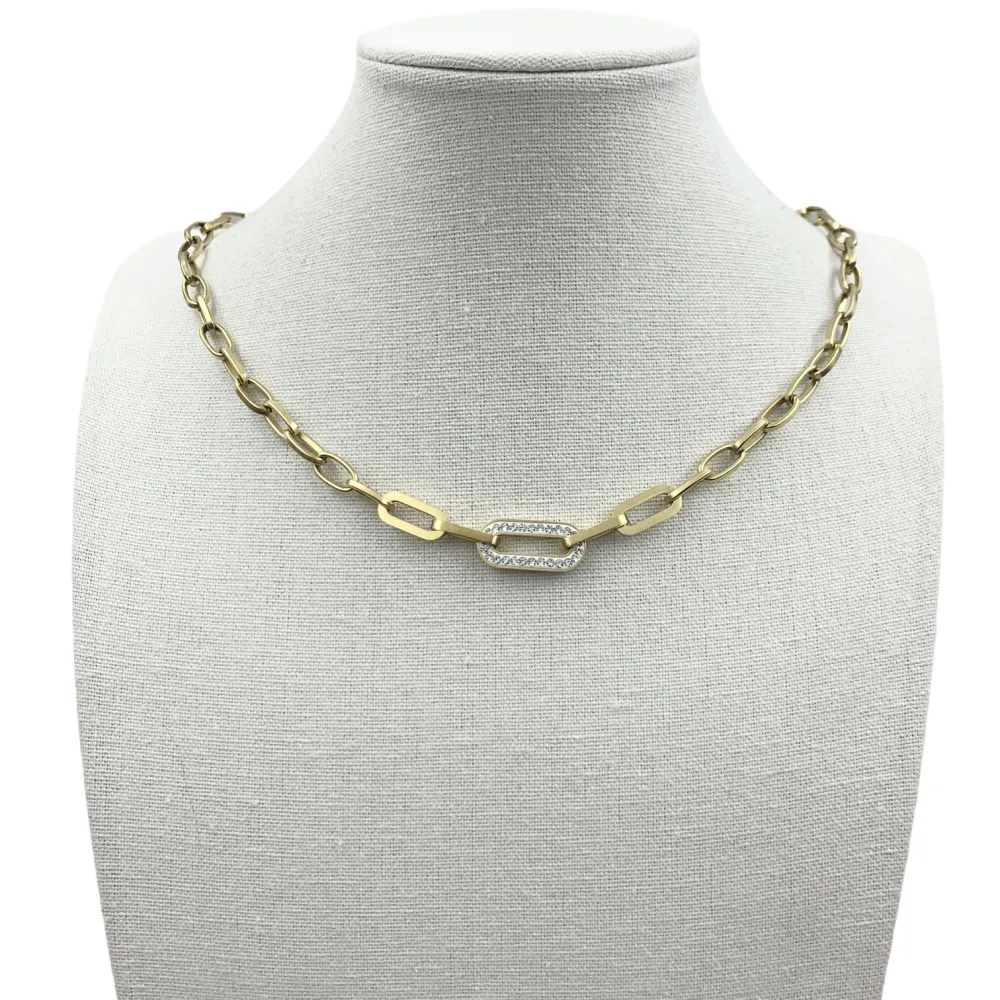 CAC7044-Ovale Catena Collana Corta in Acciaio - CAC7044-Ovale Catena Collana Corta in Acciaio