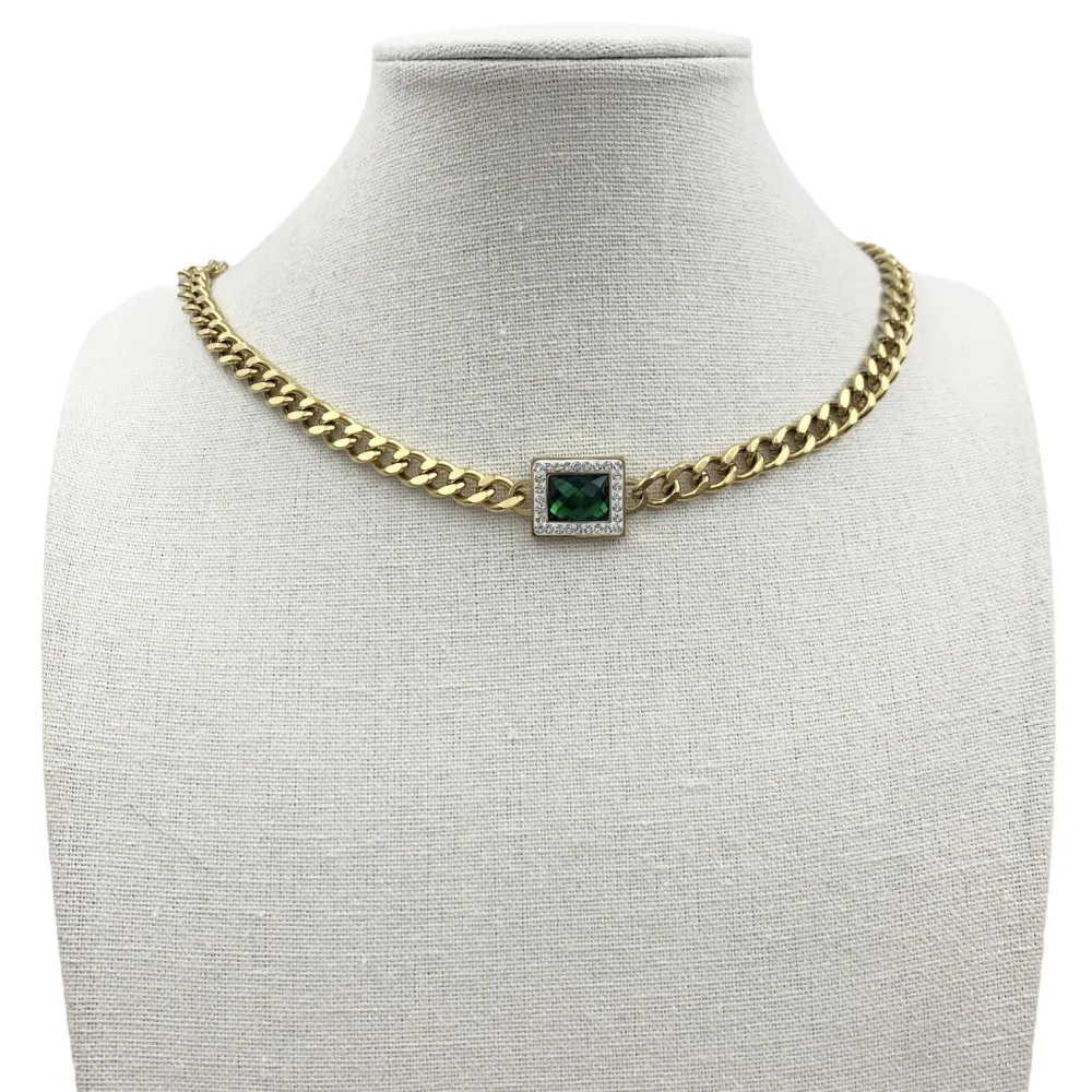 CAC7048-Rettangolo-Collana Corta in Acciaio - CAC7048-Rettangolo-Collana Corta in Acciaio