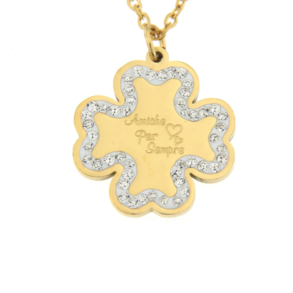 CAC7235-Quadrifoglio Amiche per Sempre-Collana Girocollo in Acc - CAC7235-Quadrifoglio Amiche per Sempre-Collana Girocollo in Acc