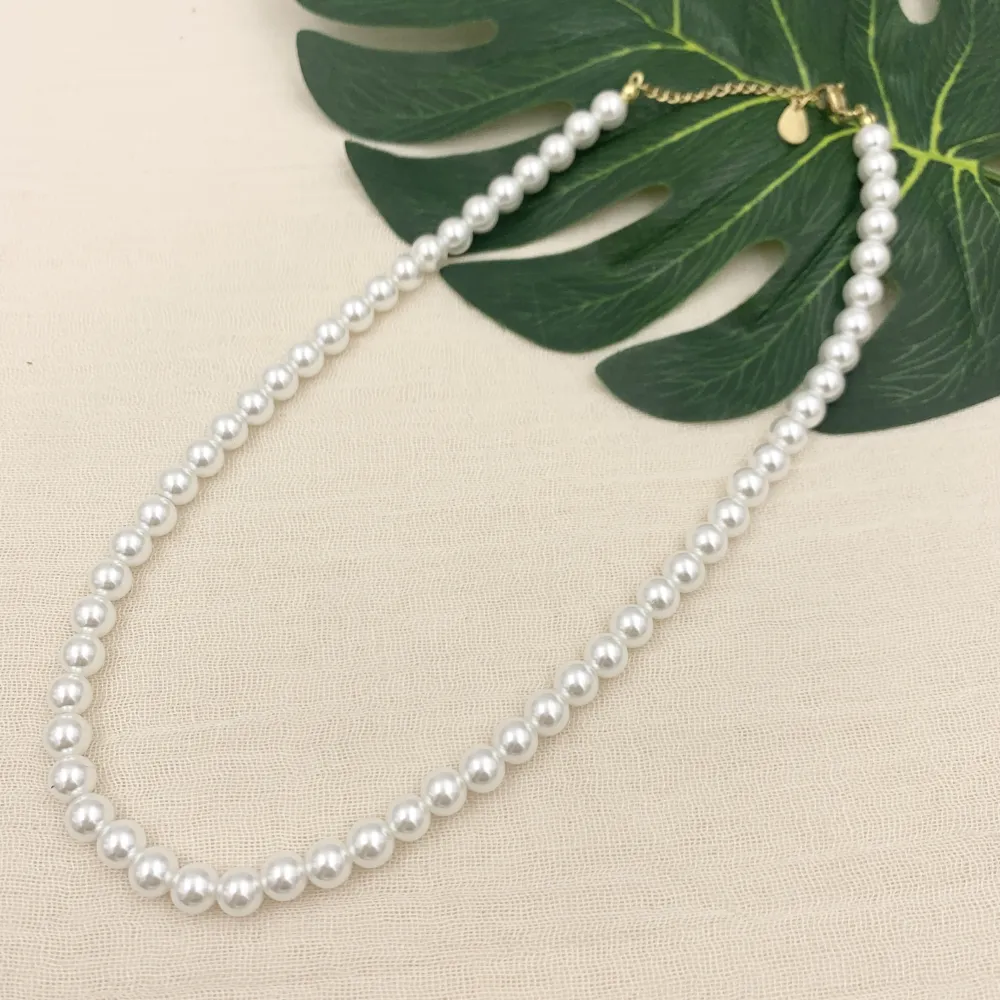 CAC7242-Perla 7 mm - Collana Corta in Acciaio - CAC7242-Perla 7 mm - Collana Corta in Acciaio