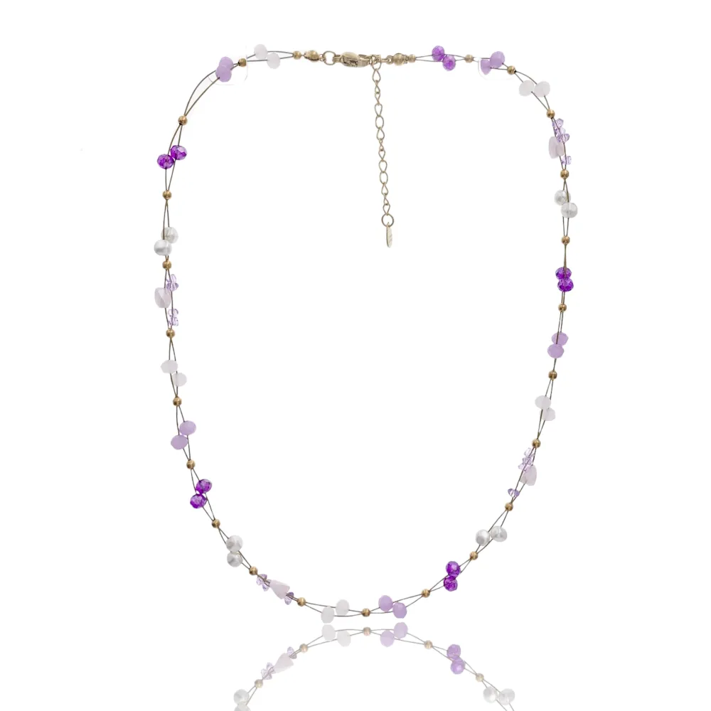 Catena con Perline-Collana Corta in Acciaio - CAC-735-16