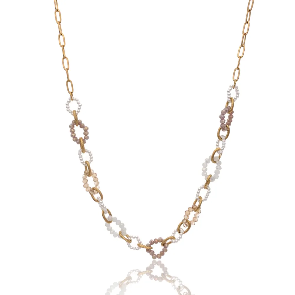 Catena con Perline-Collana Corta in Acciaio - CAC-735-21