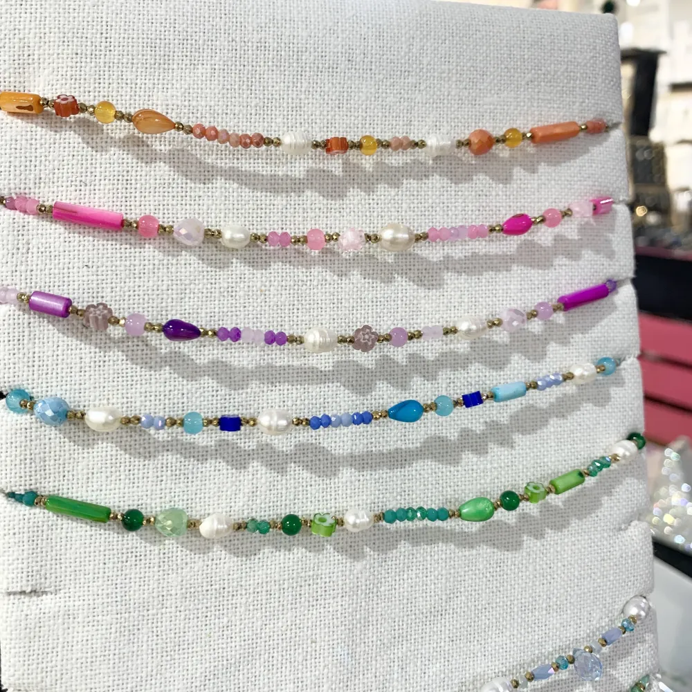 Catena con Perline-Collana Corta in Acciaio - CAC-735-25