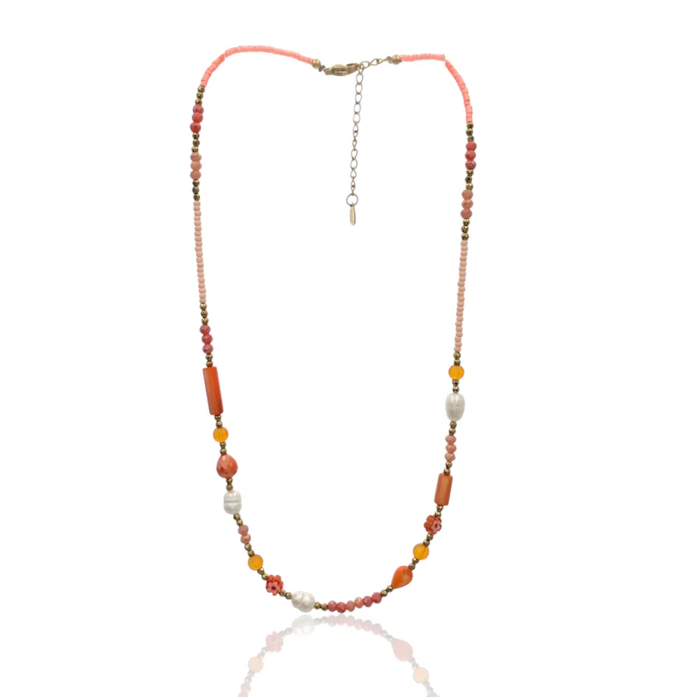 Catena con Perline-Collana Corta in Acciaio - CAC-735-25