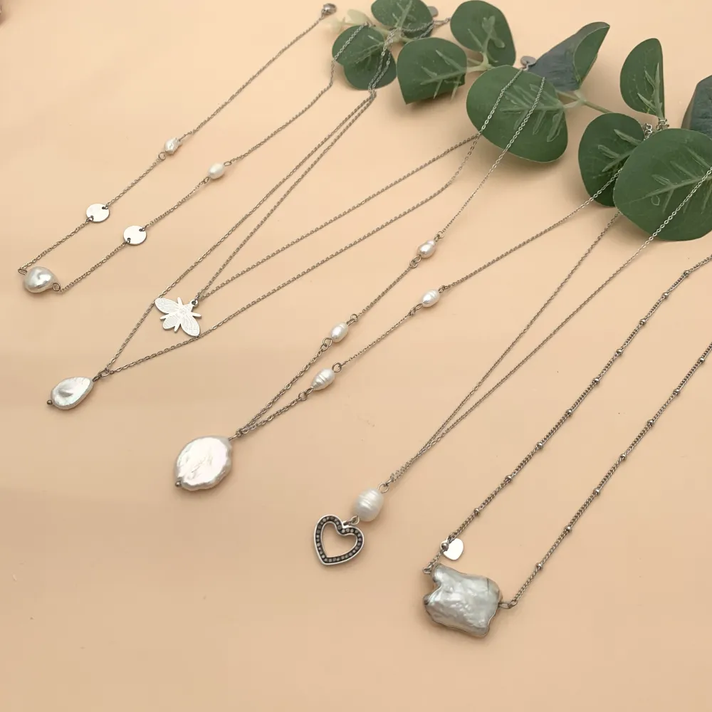 CAC7605-Perla -Collana Corta in Acciaio - CAC7605-Perla -Collana Corta in Acciaio