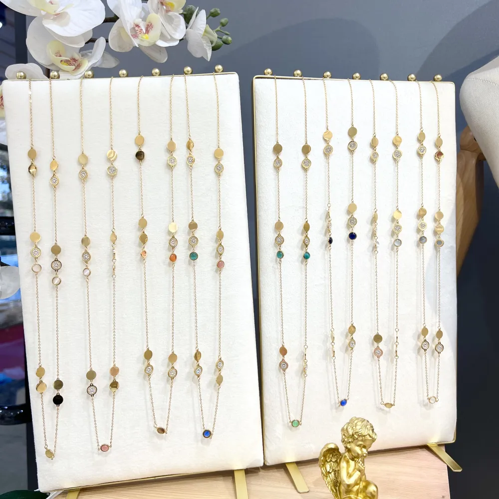 Tondo Punto Luce con Pietra-Collana Lunga in Acciaio - CAL-103-AA1731N