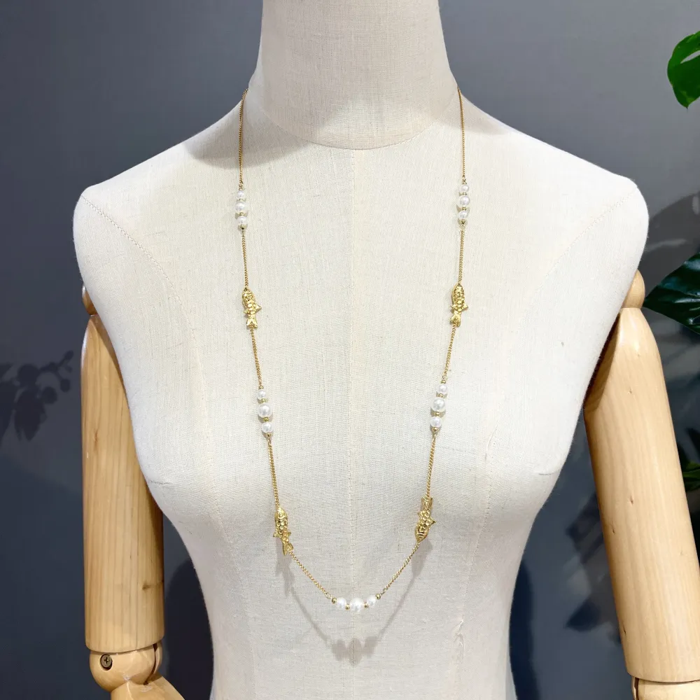 Pesce-Collana Lunga in Acciaio - CAL-103-AA5074N 86+5cm