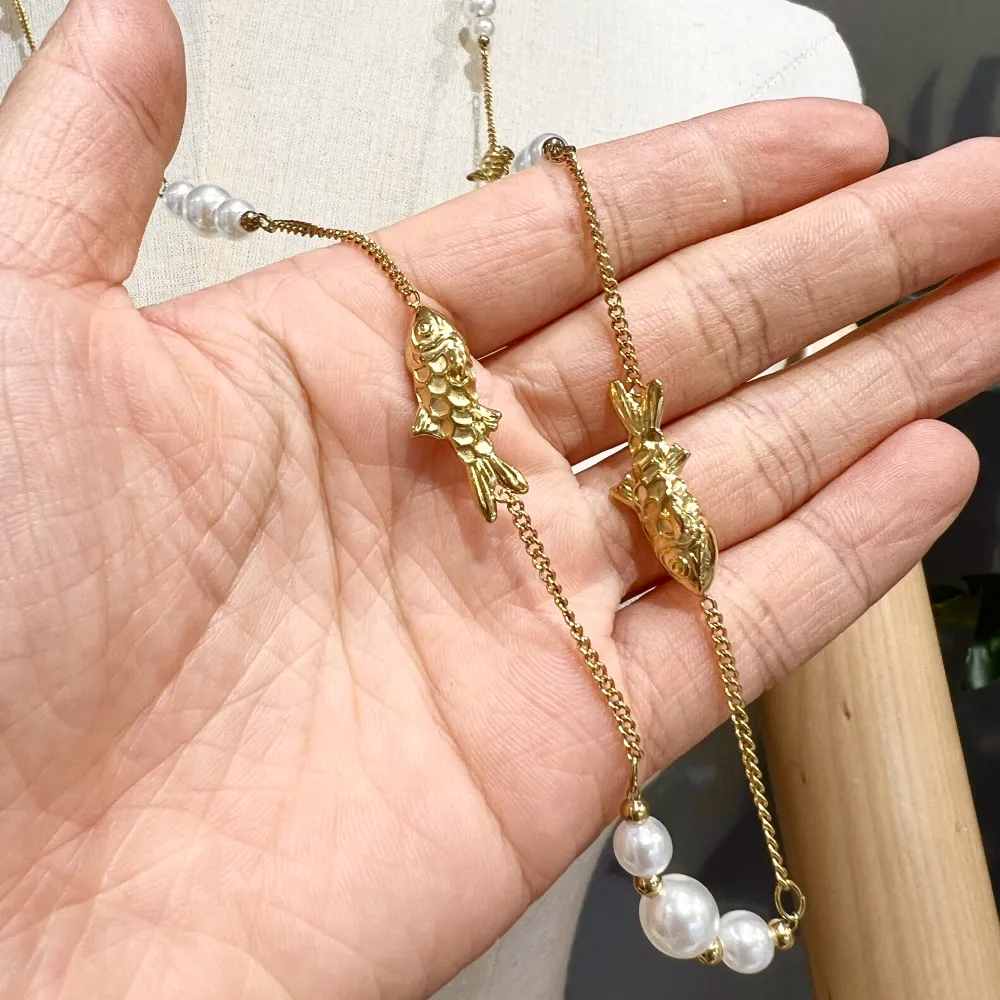 Pesce-Collana Lunga in Acciaio - CAL-103-AA5074N 86+5cm