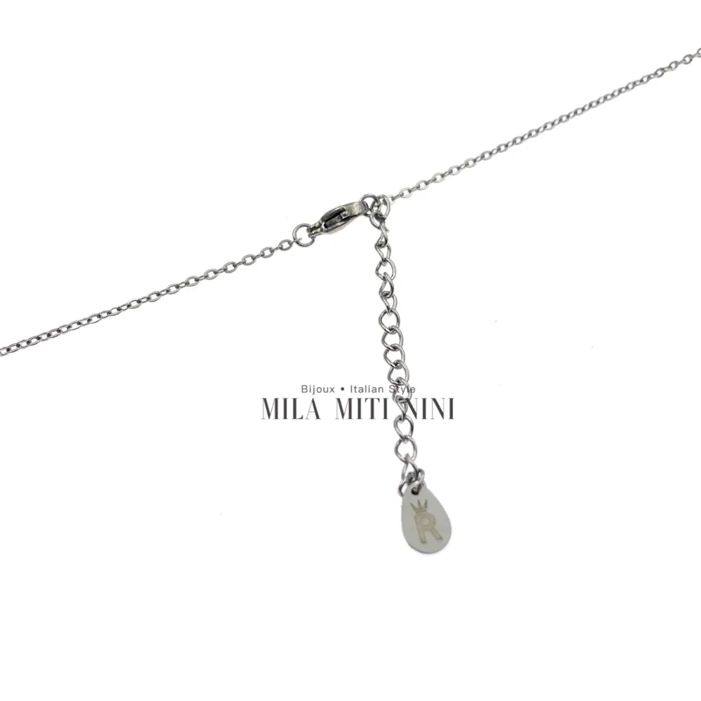 CAL413-1543-Iniziale ARGENTO-Collana Lunga in Acciaio - CAL413-1543-Iniziale ARGENTO-Collana Lunga in Acciaio