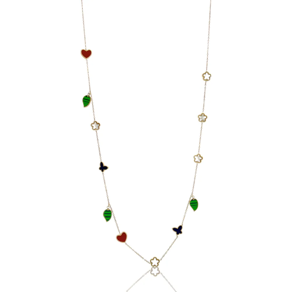 Fiore Farfall-Collana Lunga in Acciaio - CAL-413-2148
