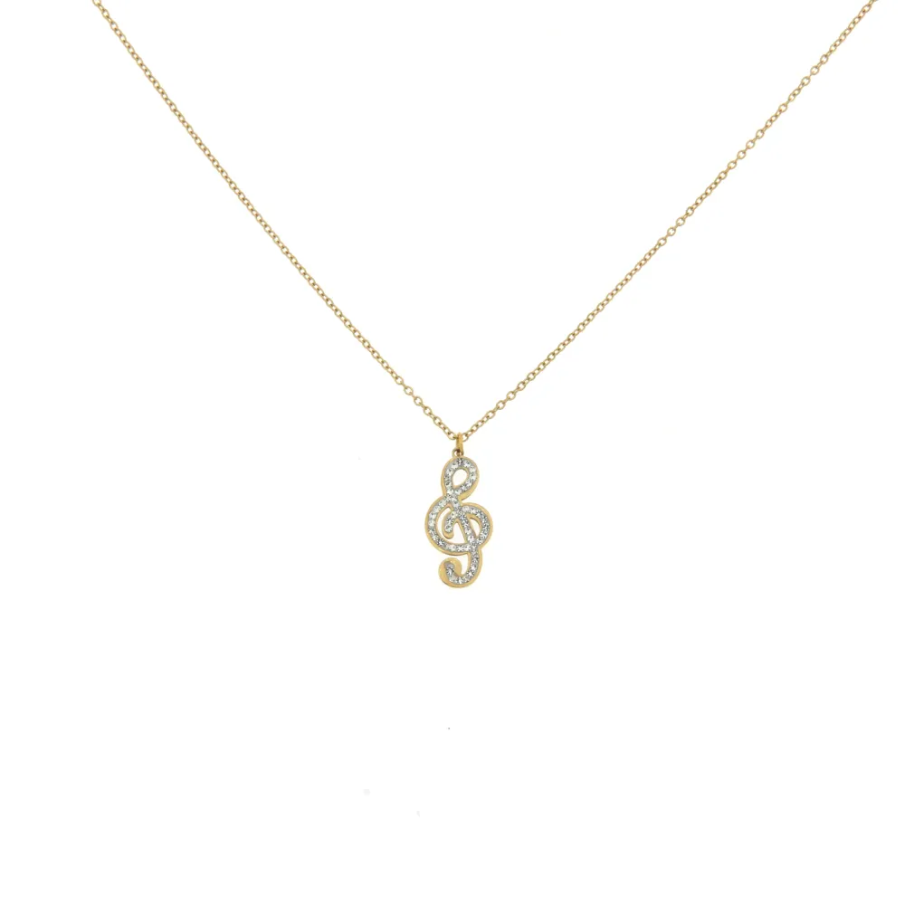 CAS-Note Musicale 4615 - Collana in Acciaio con Strass - CAS-Note Musicale 4615 - Collana in Acciaio con Strass