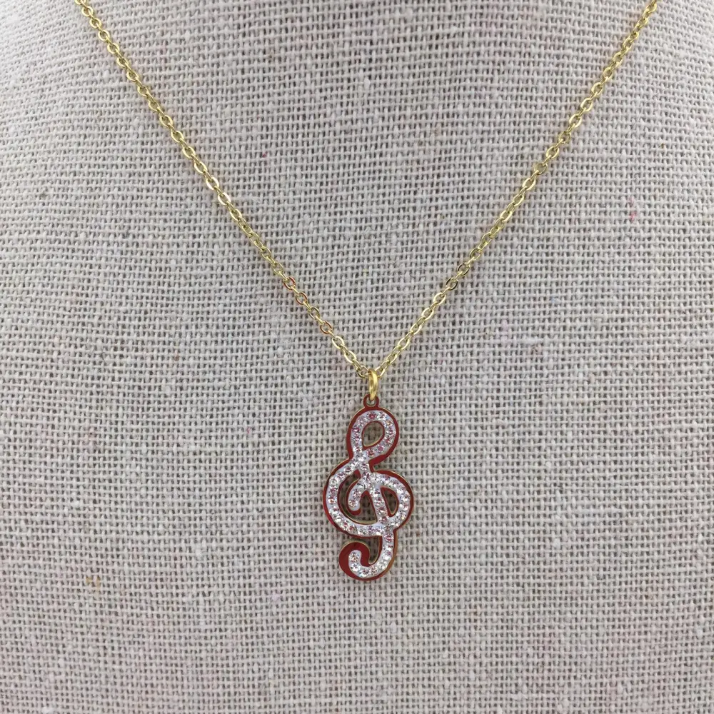 CAS-Note Musicale 4615 - Collana in Acciaio con Strass - CAS-Note Musicale 4615 - Collana in Acciaio con Strass