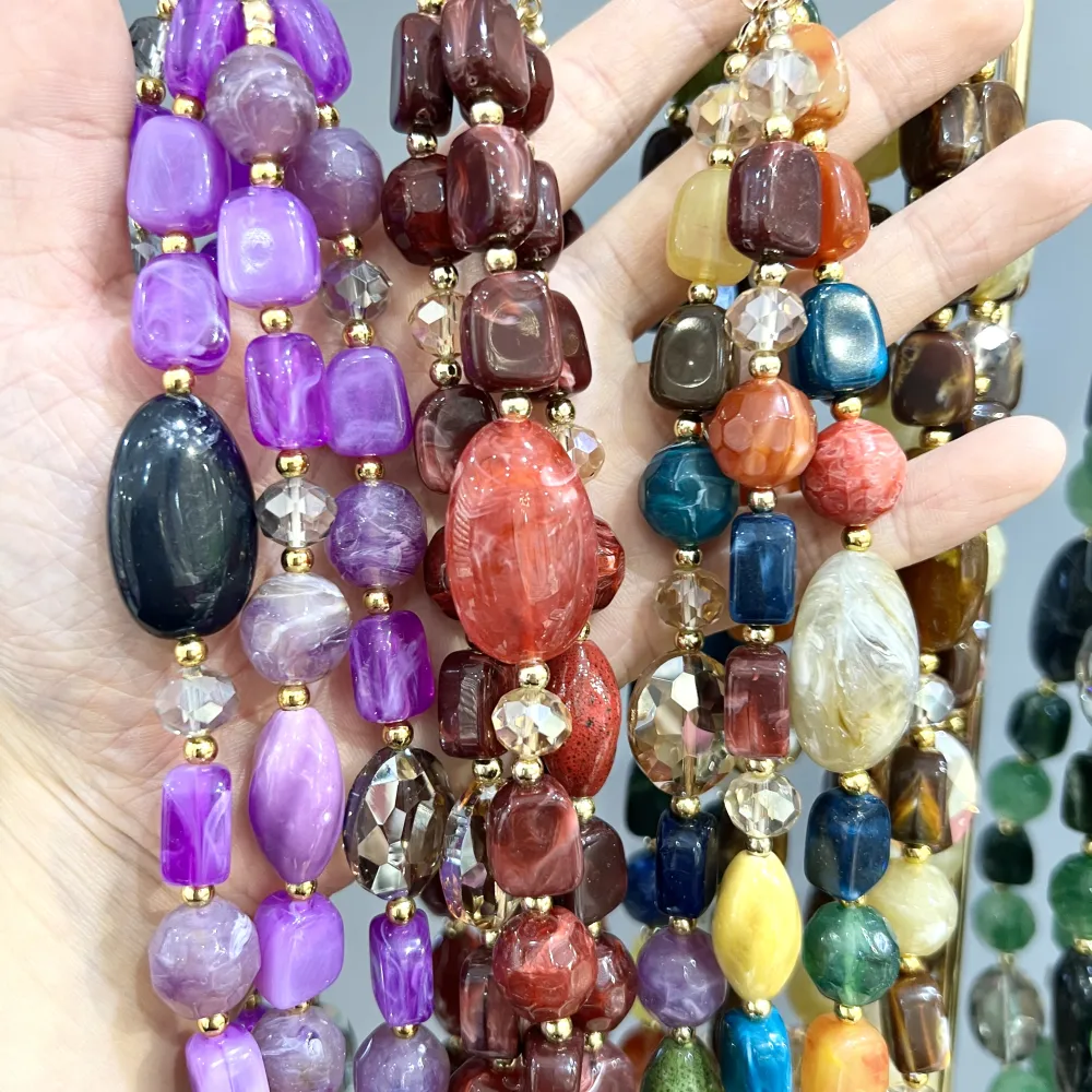 Multifilo Effetto Pietra-Collana Corta Moda - CMC-401-34S